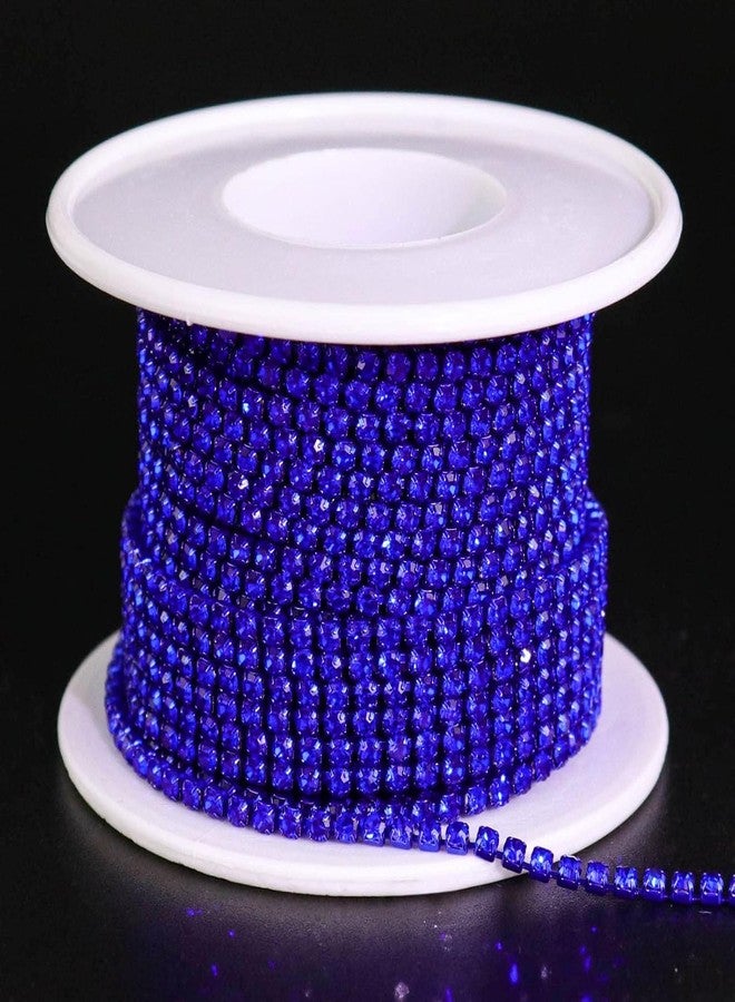 DeLush 1 Roll 10 Yards Rhinestone Chain - 2mm Crystal Close Cup Chain Trim, Sew-On Claw Rhinestones for DIY Crafts, Dresses, Jewelry Making, Decorations (Pack of 1) (Sapphire/Dark Blue) - Image 1